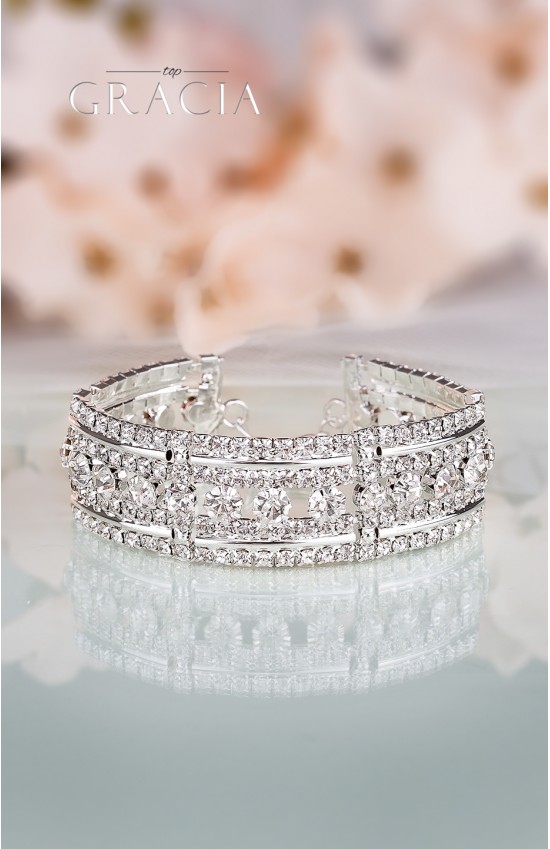 EUGENEIA Silver Crystal Wedding Bridal Bracelet