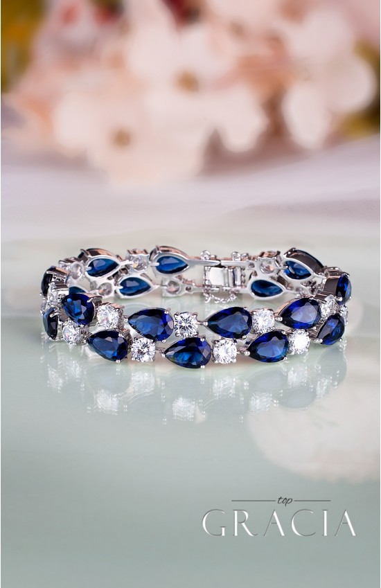KLEIO Something Blue Bridal Bracelet with Cubic Zirconia Crystals
