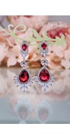 CHRYSEIS Ruby Red Teardrop Cubic Zirconia Bridal Earrings Wedding Jewelry