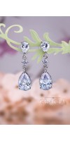 KLYTIE Crystal Pear Bridal Silver Earrings Vintage Style