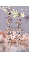 LETO Gold Wedding Dangle Crystal Bridal Earrings