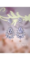 MELAINA Chandelier Wedding Dangle Drop CZ Vintage Style Crystal Bridal Earrings