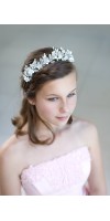 AMARA Silver Leaf Flower Bridal Tiara Wedding Crown AMARA Silver Leaf Flower Bridal Tiara Wedding Crown