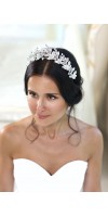 AMARA Silver Leaf Flower Bridal Tiara Wedding Crown AMARA Silver Leaf Flower Bridal Tiara Wedding Crown