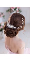 CHRYSANTHE Pearl Flower Wedding Headband With Crystals