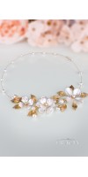 HERMIA Gold Silver Pearl Flower Bridal Headband Wedding flower crown HERMIA Gold Silver Pearl Flower Bridal Headband Wedding flower crown