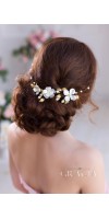 HERMIA Gold Silver Pearl Flower Bridal Headband Wedding flower crown HERMIA Gold Silver Pearl Flower Bridal Headband Wedding flower crown
