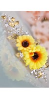 HYPATIA Yellow Sunflower Bridal Headpiece Fall Wedding Flower Crown Autumn Halo