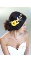 HYPATIA Yellow Sunflower Bridal Headpiece Fall Wedding Flower Crown Autumn Halo HYPATIA Yellow Sunflower Bridal Headpiece Fall Wedding Flower Crown Autumn Halo