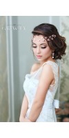 IRIS Grecian Headpiece Silver Gold Leaf And Freshwater Pearl Bridal Tiara Crown