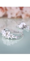 BIA Flower Silver Crystal Bridal Jewelery Set Bracelet and Earrings
