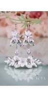 BIA Flower Silver Crystal Bridal Jewelery Set Bracelet and Earrings