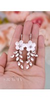 KORINNA Wedding Crystal White Flower Jewelery Set Bridal Earrings And Bracelet