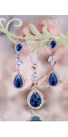 MYRINE Sapphire Blue Jewelry Set Gift Navy Royal Blue Bridal Teardrop Earrings Necklace