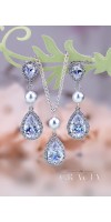 NATASA Crystal And Pearl Jewelry Set Gift Bridal Teardrop Earrings Necklace NATASA Crystal And Pearl Jewelry Set Gift Bridal Teardrop Earrings Necklace