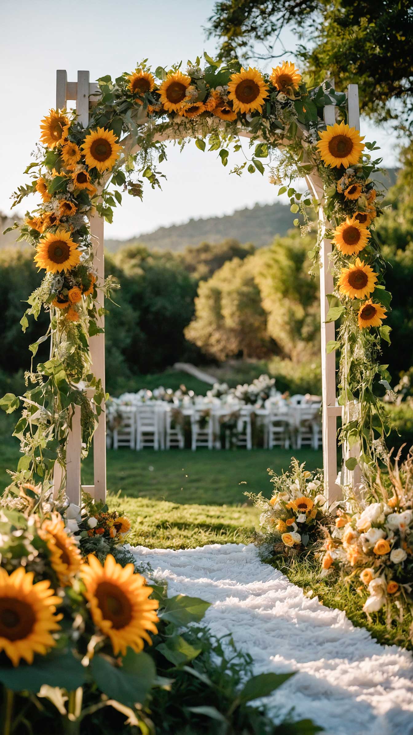 Sunflower-wedding-aisle-decorations
