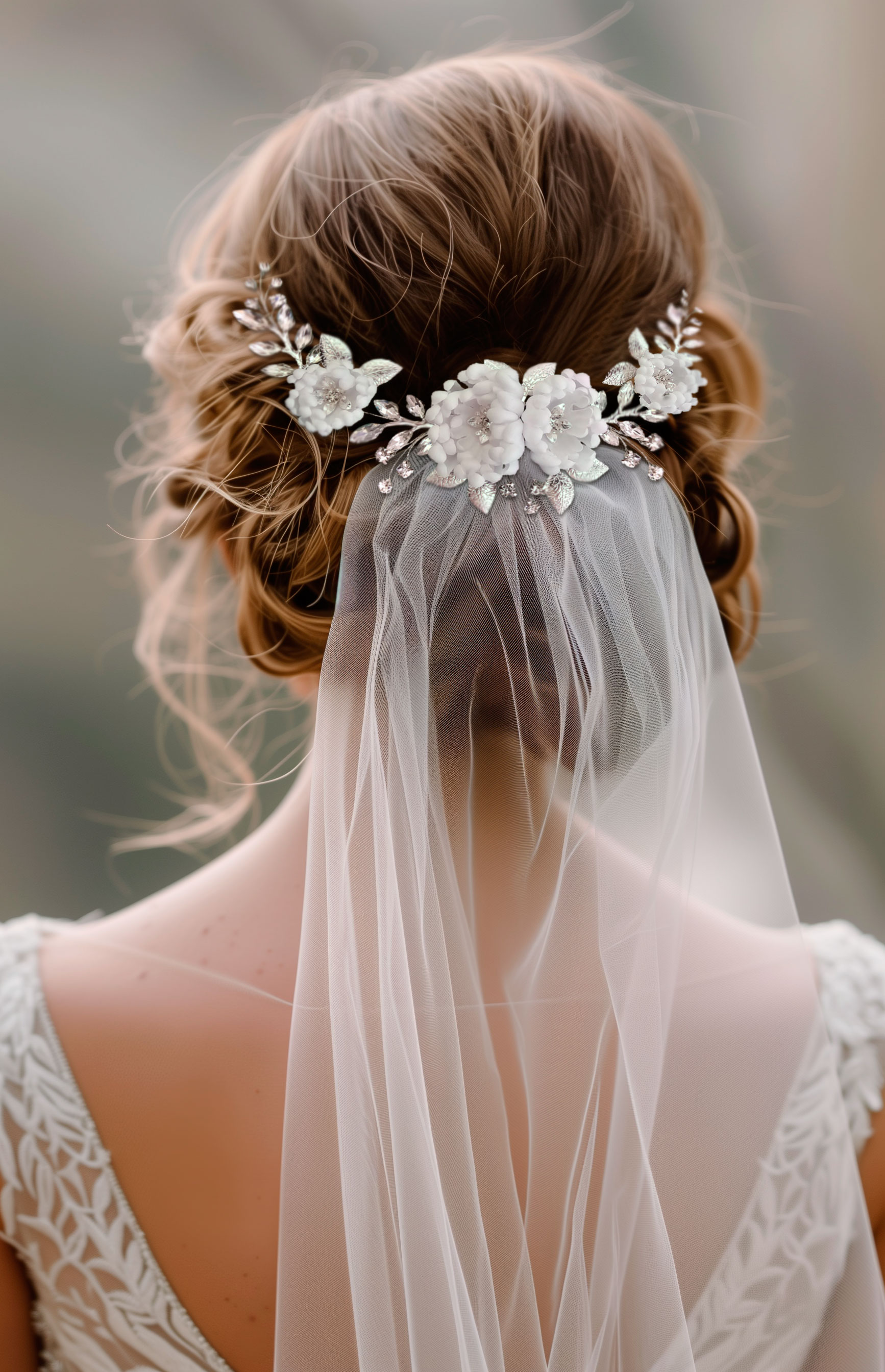 White-wedding-veil-with-flower-hairpiece-for-elegant-brides