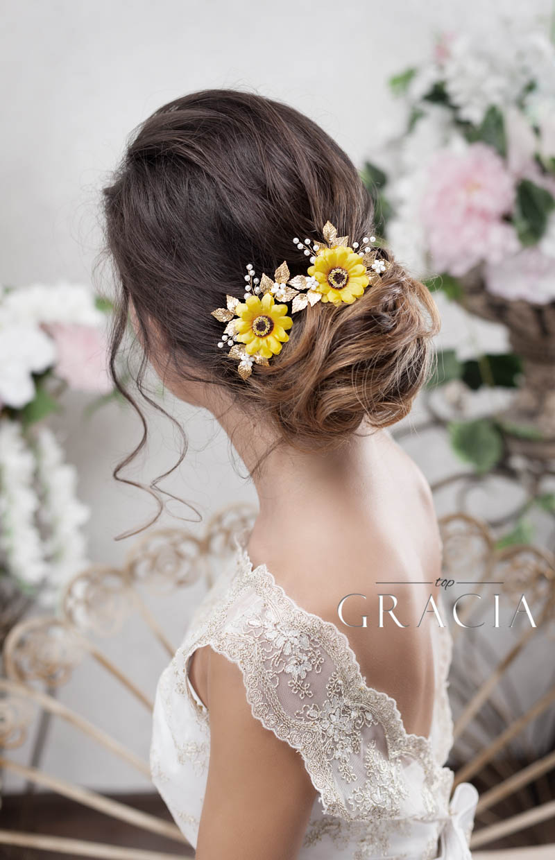 fall_wedding_sunflower_hair_pins_by_TopGracia