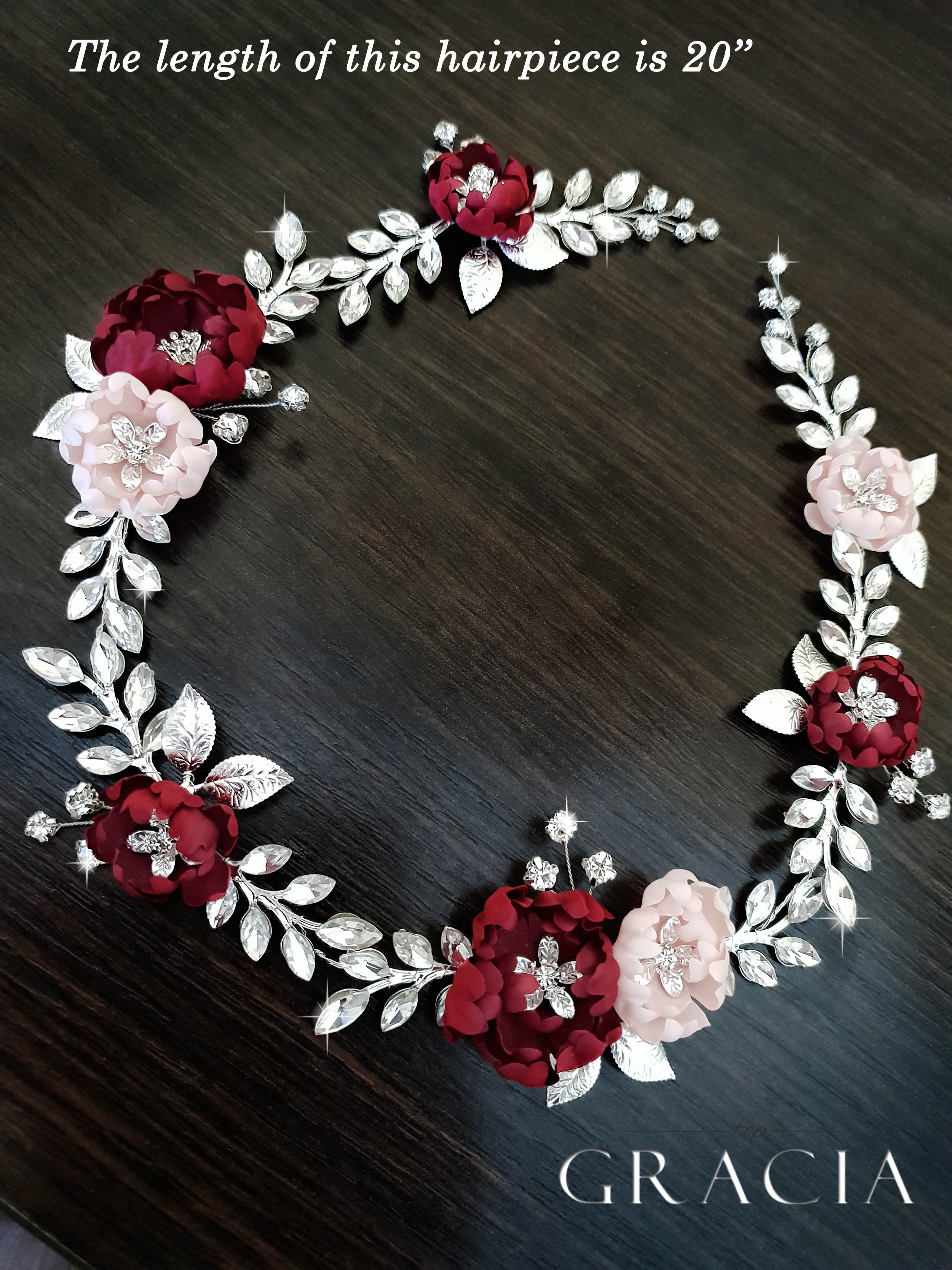 Burgundy flower crown